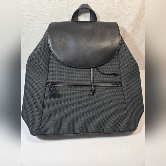 L.L. Bean Handbags - L L Bean Black & Gray Leather/Nylon  Backpack